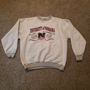 Vintage Nebraska Cornhuskers Sweatshirt XL Oatmeal Striped Playerz